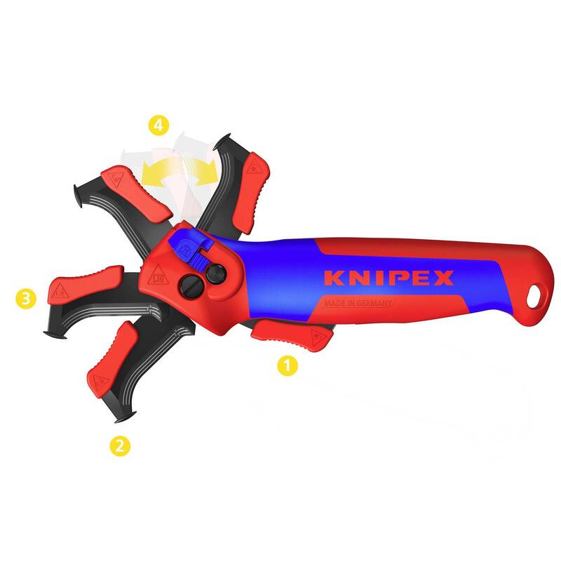 Knipex Abmantelungsmesser mit Gleitschuh und Ratschenfunktion Rundkabel 7 mm - 4003773089902