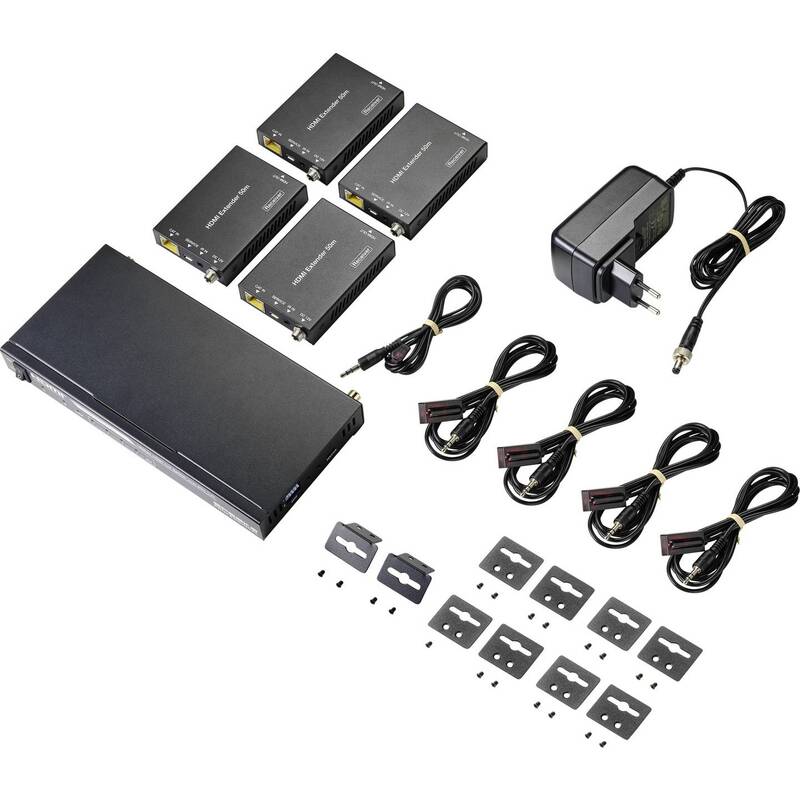 SpeaKa HDMI Extender Set mit 1 Sender und 4 Empfängern, 50 m über RJ45 - 4064161177144