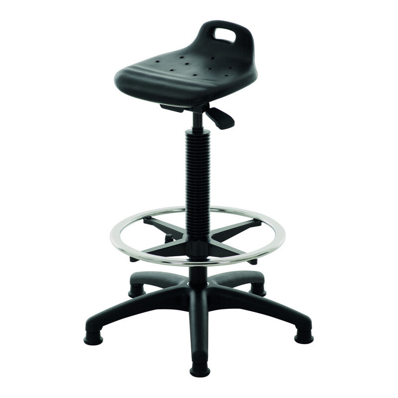 STIER Stehhilfe mit Fußring ergonomisch PU-Sitz schwarz 570-820mm Tragegriff - 4251709628071