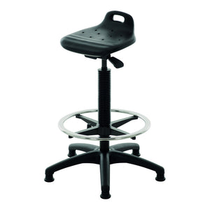B-Ware STIER Stehhilfe mit Fußring ergonomisch PU-Sitz schwarz 570-820mm Tragegriff