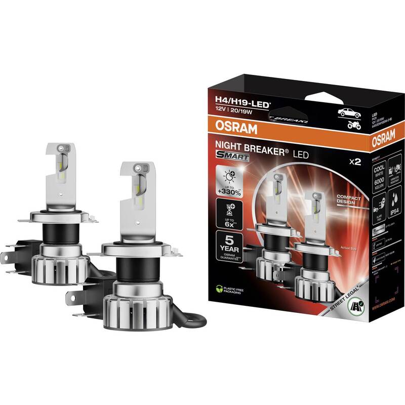 OSRAM LED Leuchtmittel Lampe NIGHT BREAKER H4 H19 SMART Weiß 2 Stück - 4062172426404