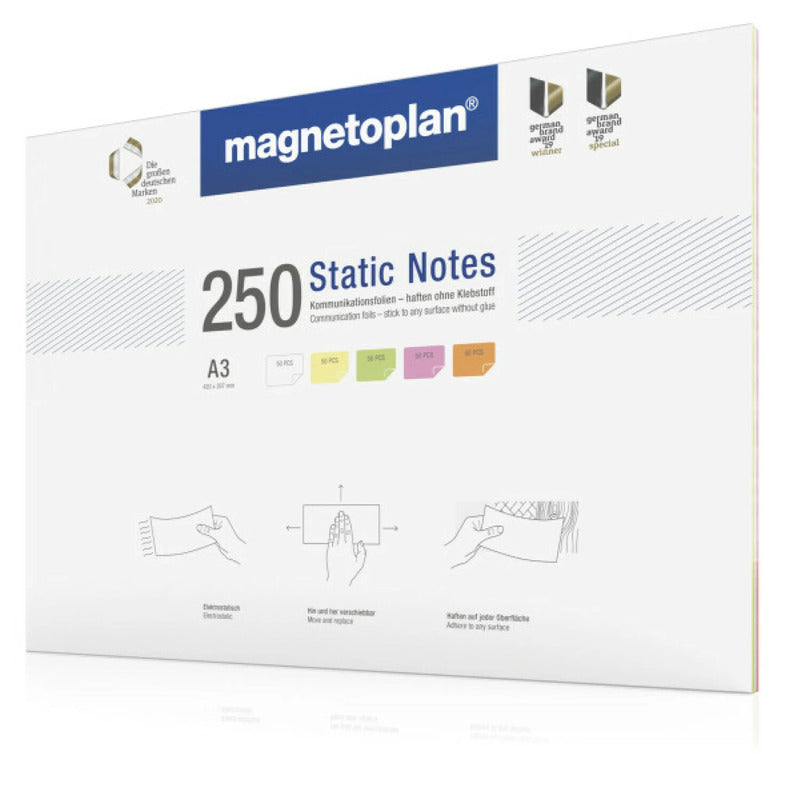 Magnetoplan Haftnotiz Foliennotiz A3 Weiß Gelb Grün Rosa Orange 250 St 11250310 - 4013695060927