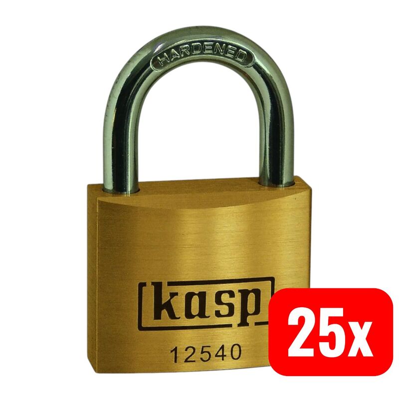 Kasp Vorhängeschloss Schlüsselschloss gleichschließend Messing 25mm goldgelb 1 - 5013969900354