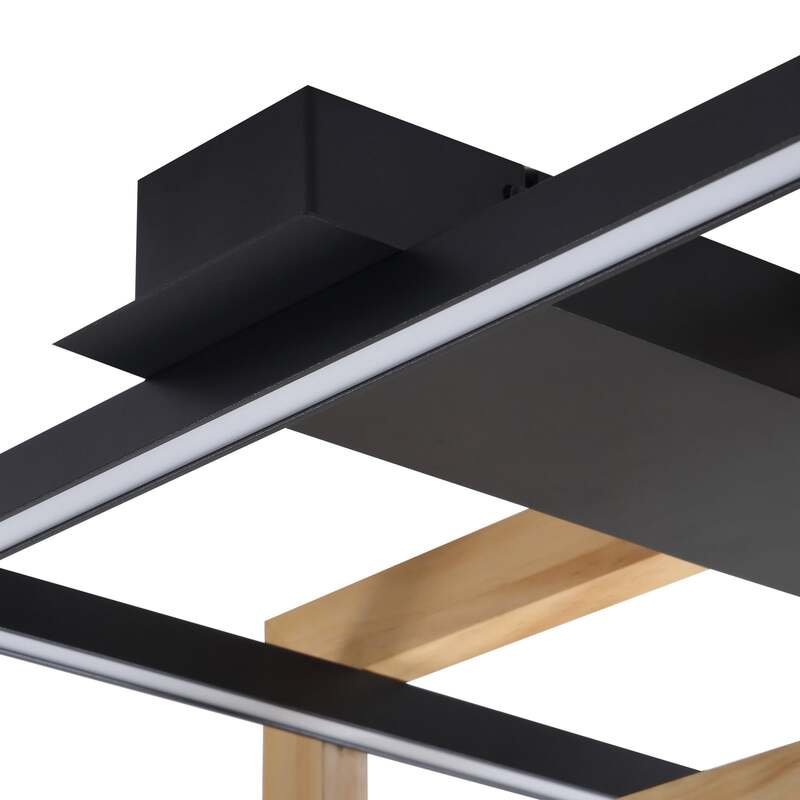 Lindby LED-Deckenleuchte Holamu 46cm schwarz Holz Metall warmweiß 22W - 4251911782783