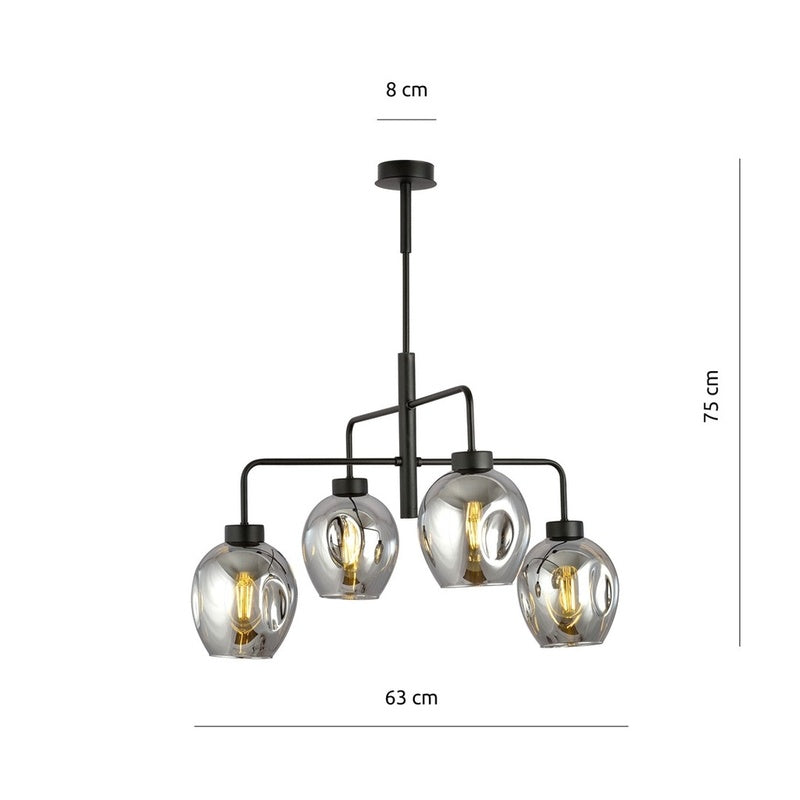 emibig Hängeleuchte Lukka LED Pendelleuchte Lampe 4-flammig schwarz graphit - 5901738923072