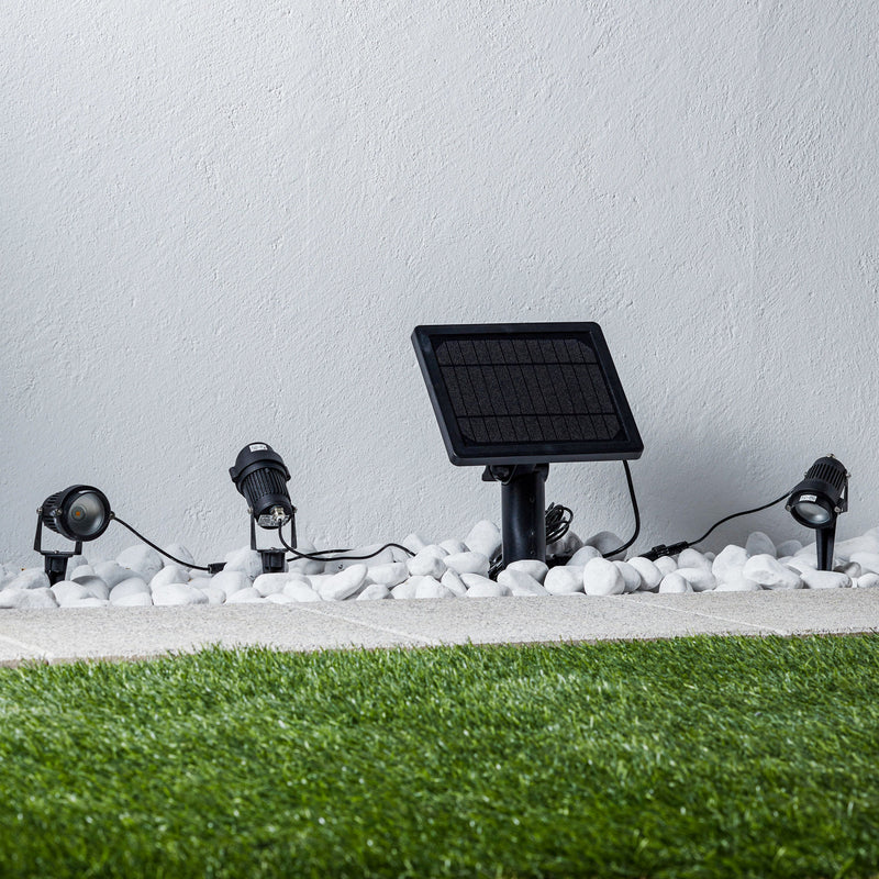 Lindby Gartenleuchte LED Solar Erdspießleuchte Malida 3er Set schwarz 3000K - 4251911745863