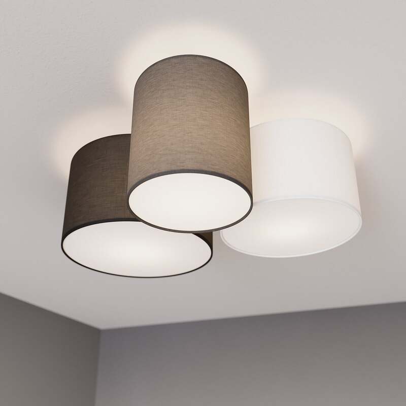 Lindby Deckenleuchte Lampe Laurenz LED 3-flg dimmbar grau braun Ø20-32cm - 4251096563238