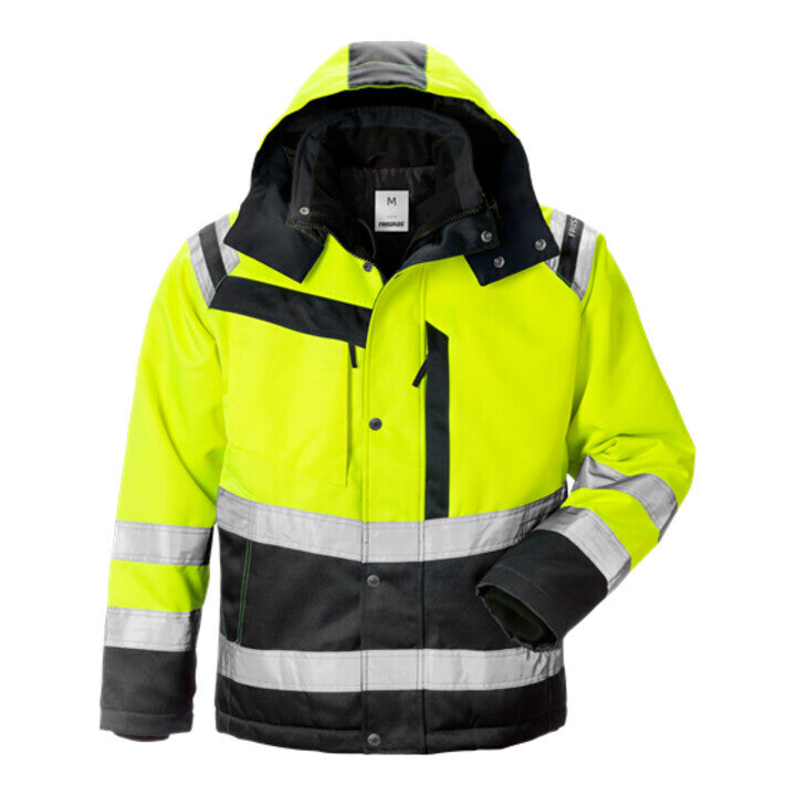 Fristads Winterjacke Jacke High Vis Arbeitsjacke Größe M Warnschutz-Gelb/Schwarz - 7322302639171