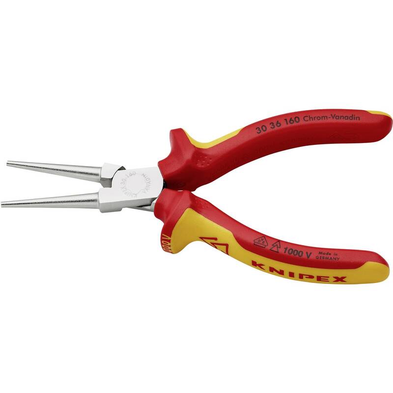 Knipex Rundzange VDE Zange Chrom-Vanadium Elektrostahl 160mm gerade 141g - 4003773002123