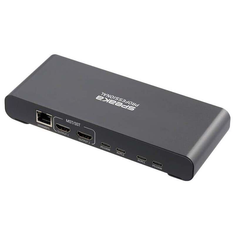 SpeaKa Professional KVM Umschalter Switch Rechner PC Grau HDMI USB-A USB-C 2Port - 4064161487694
