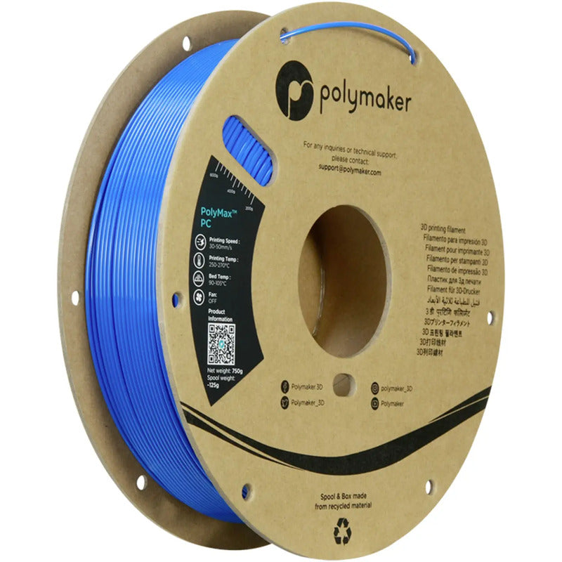 Polymaker Filament PC PolyMax schlagfest hitzebeständig 1,75mm 750g Blau 1 St. - 6938936713012