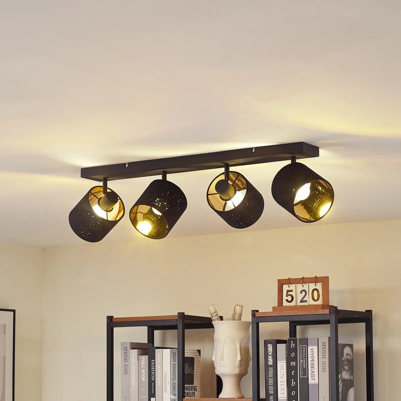Lindby Deckenleuchte Vasilia 4-flammig LED Lampe dimmbar schwarz gold 70x12cm - 4251911791365