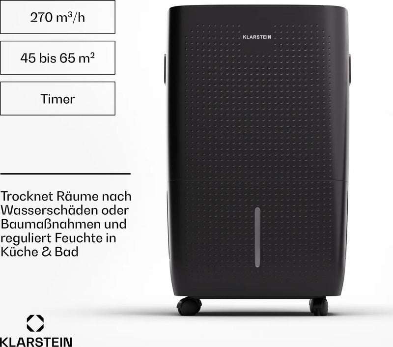Klarstein Luftentfeuchter 60L für 65m² WLAN App leise 28dB grau - 4060656522611