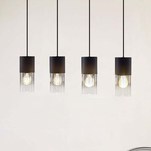 B-Ware Lindby Hängeleuchte Svante Hängelampe Deckenleuchte Lampe 4-flg schwarz Glas 85