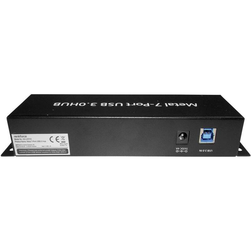 Renkforce 7 Port USB 3.0-Hub Metallgehäuse USB-Verteiler 1089874 Metall Schwarz - 4016138874013