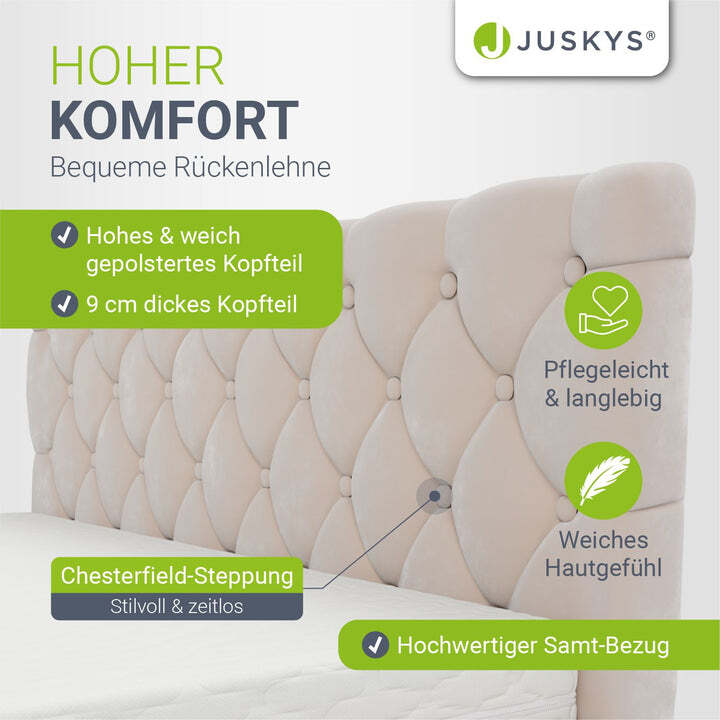 Polsterbett Nizza mit Stauraum und Samtbezug Beige 140x200cm stabil Beleuchtung - 4260565527176