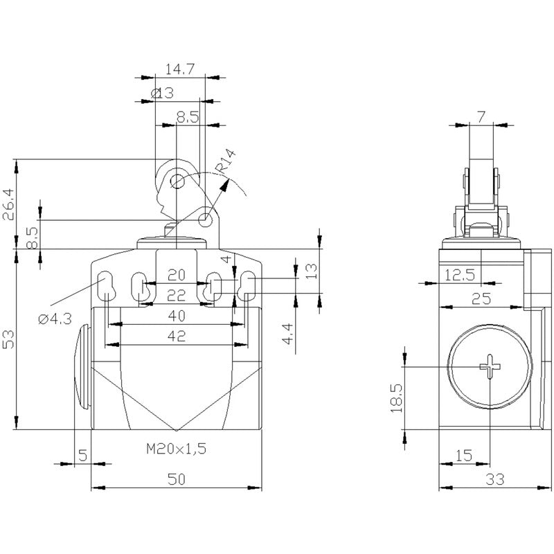 Siemens Positionsschalter 3SE5242-0HE10 IP66 IP67 6A Rollenhebel - 4011209694989