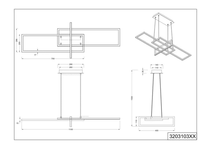TRIO LIGHTING Hängeleuchte Salinas LED Pendelleuchte dimmbar messing 110x40cm - 4017807487916