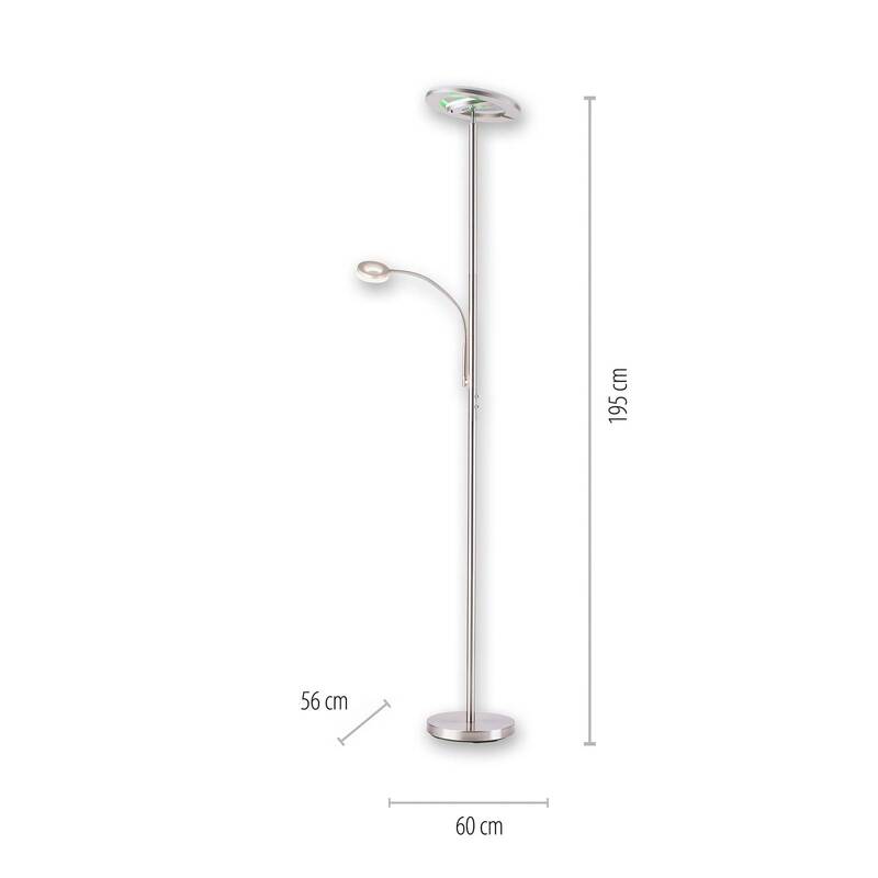 LOLA Smart Deckenfluter Stehlampe LED Leselampe silber opal WLAN Fernbedienung - 4043689978969