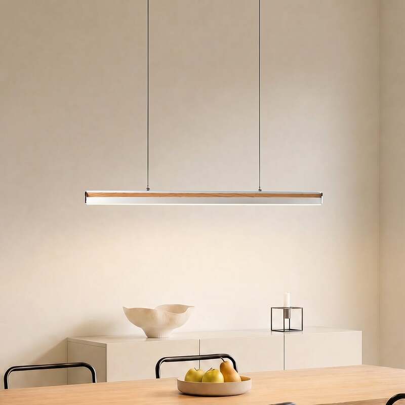 Lucande Hängeleuchte Pendelleuchte Lutana LED dimmbar rosegold Holz 101cm - 4255830903274