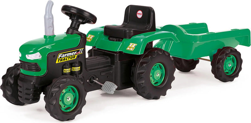 DOLU Trettraktor mit Anhänger 8053 grün schwarz für Kinder ab 3 Jahren - 8690089080530