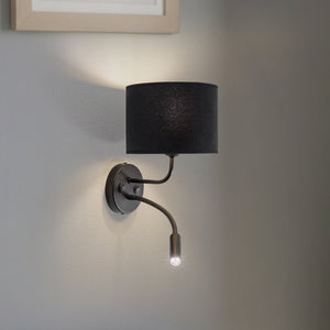 B-Ware Duolla Wandleuchte Leuchte Lampe schwarz Samt Leselicht Metall E27 G9 2flg
