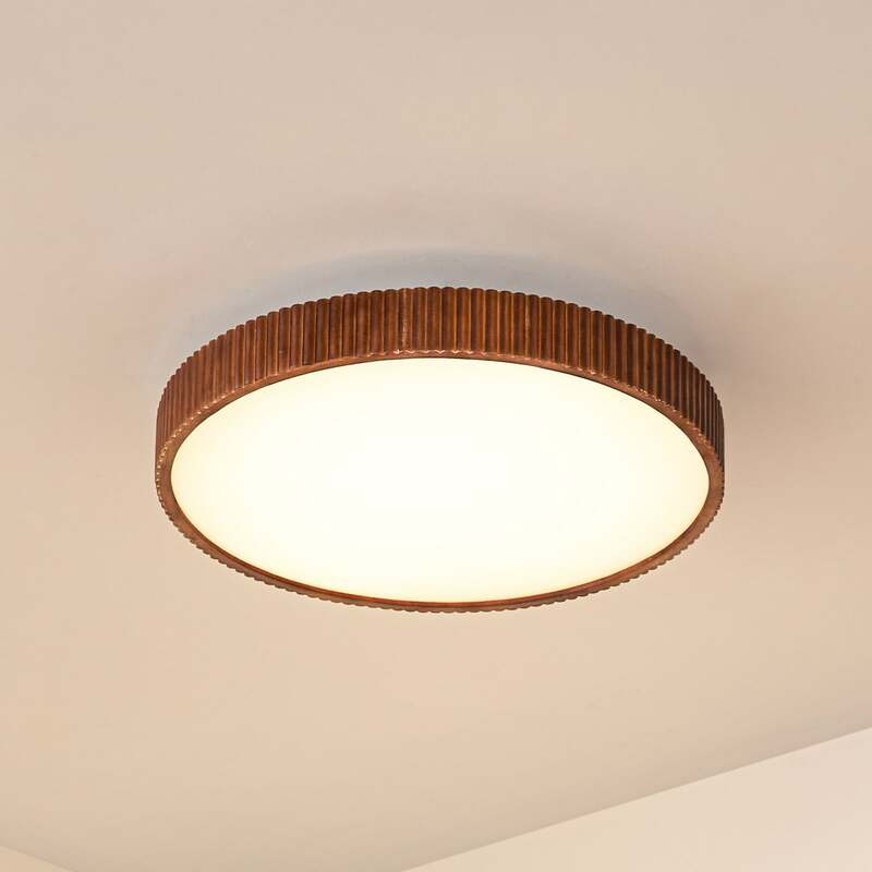 Lindby Deckenleuchte Deckenlampe LED Velua Fernbedienung Weiß Holz Dunkel CCT - 4255830903656
