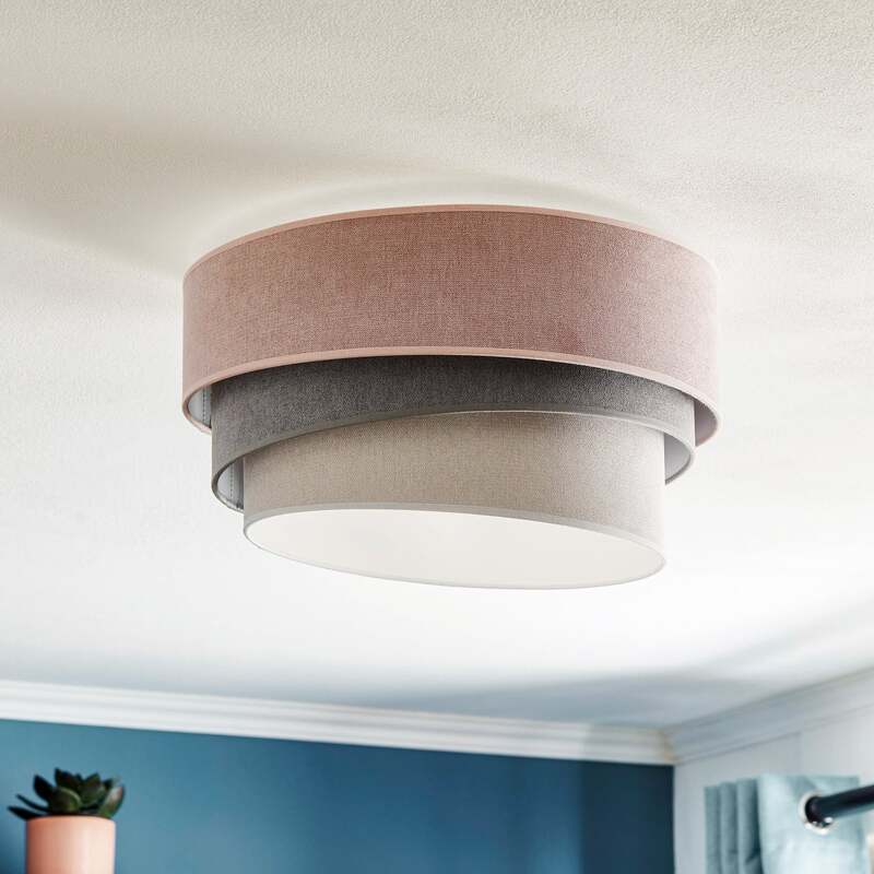 Pastell Deckenlampe Trio Leuchte Lampe Ø 45cm pink grau hellgrau Samt Licht - 5903689184069