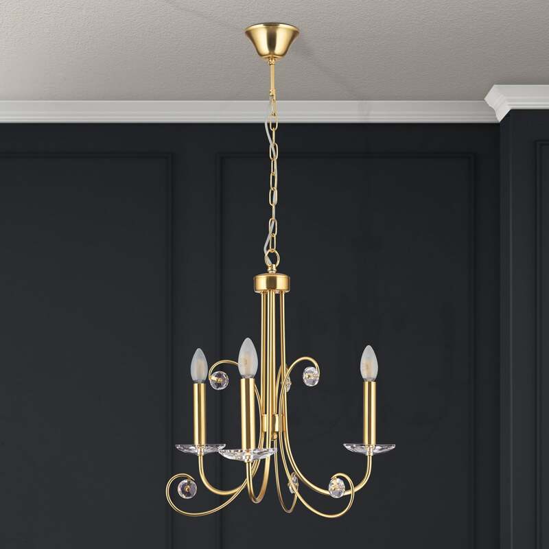 Orion Kronleuchter Deckenleuchte Ariane Kristall Lampe goldfarben 3-flammig 50cm - 9003090276851