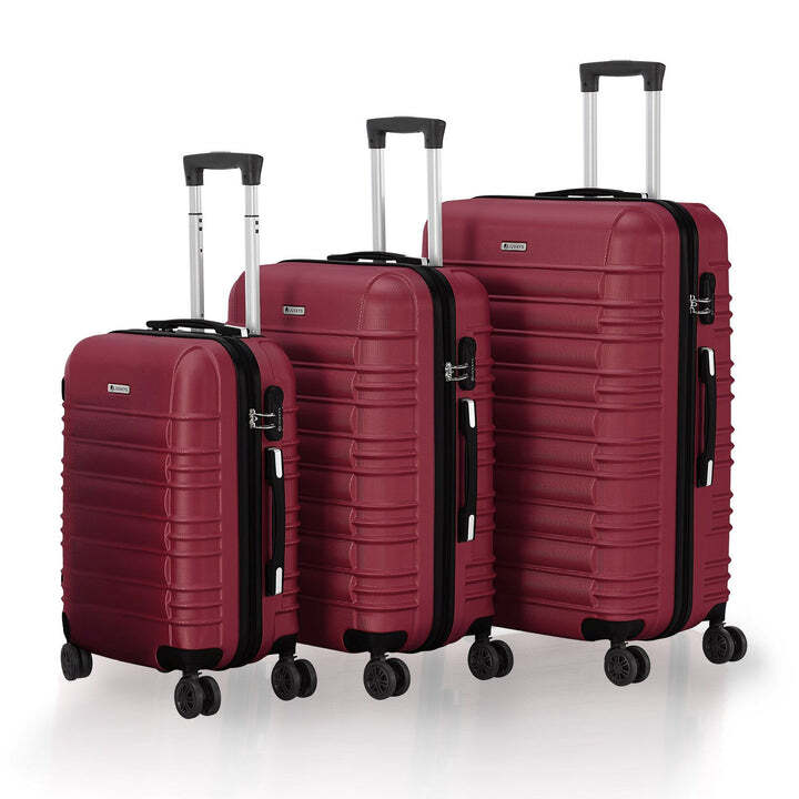 Hartschalen Kofferset Rom 3-teilig ABS-Kunststoff Koffer Set Rot 360° Rollen - 4262437184982