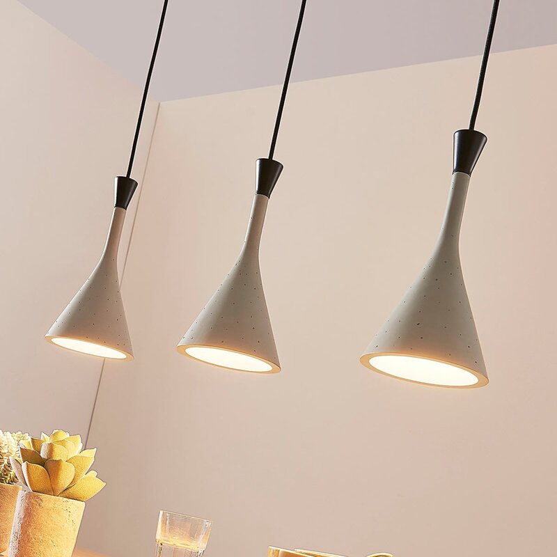 Lindby Hängeleuchte Hängelampe Lampe Leuchte Flynn fürs Esszimmer grau 3-flg. - 4251096546040