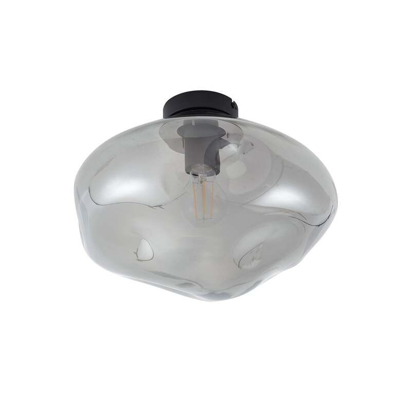 Lindby Deckenleuchte Lelia LED Lampe dimmbar Glas rauchgrau Ø35cm 25cm hoch - 4251911798647