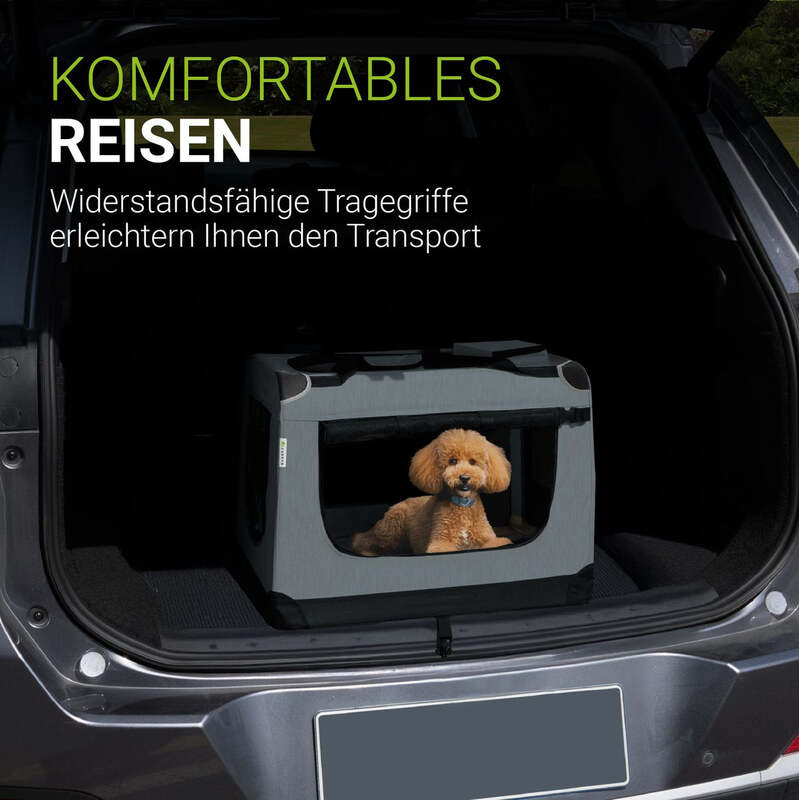 Hundebox Auto faltbar Lassie M Hundetransportbox grau mit Tragegriff Liegedecke - 4260304769904