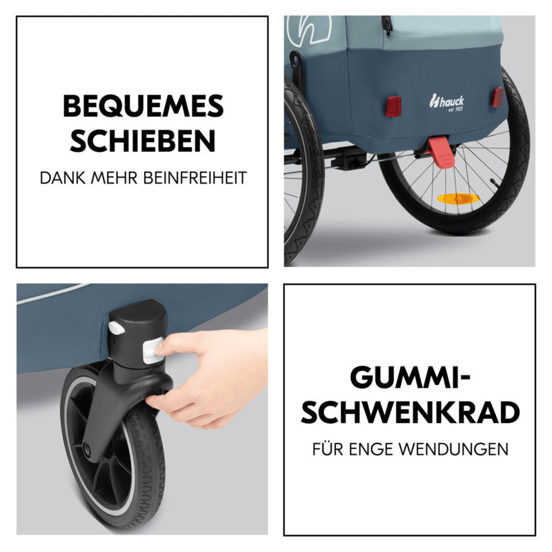 Hauck Dryk Duo Plus Fahrradanhänger Buggy Dunkelblau für 1-2 Kinder - 4007923515075
