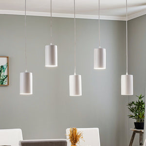 B-Ware Pendelleuchte ZW Tube 170 Hängeleuchte 5-flammig dimmbar weiß 95x10cm Stahl