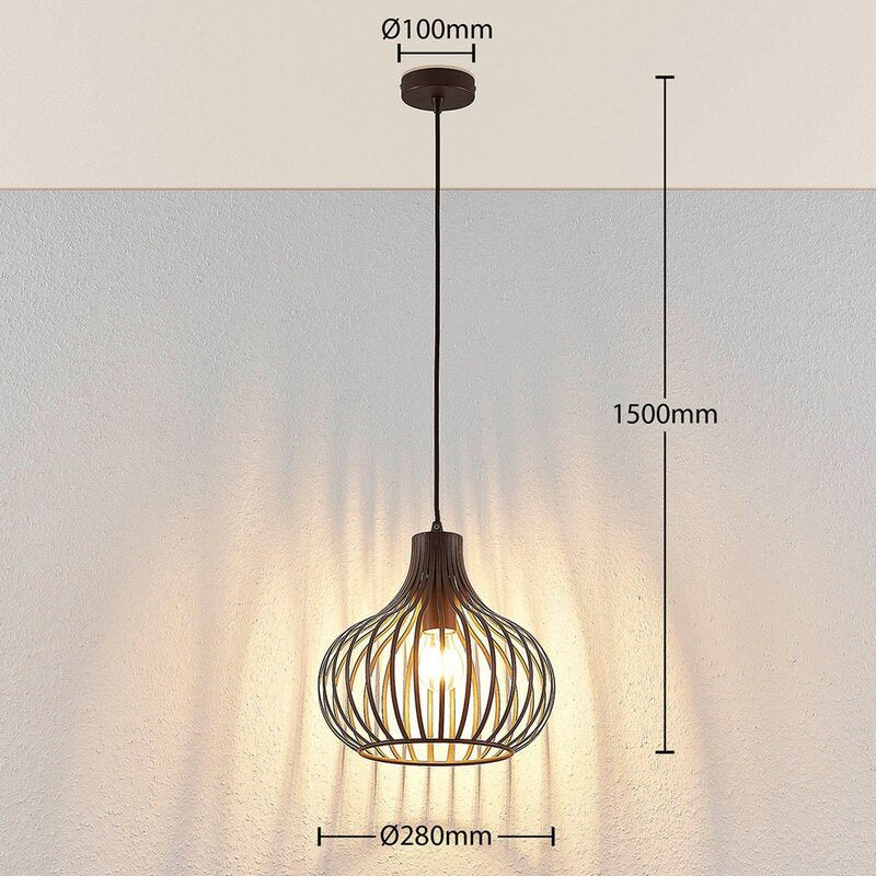 Lindby Frances Hängeleuchte braun 1-fl. Ø 28 cm Hängeleuchte Pendelleuchte Lampe - 4251096551655