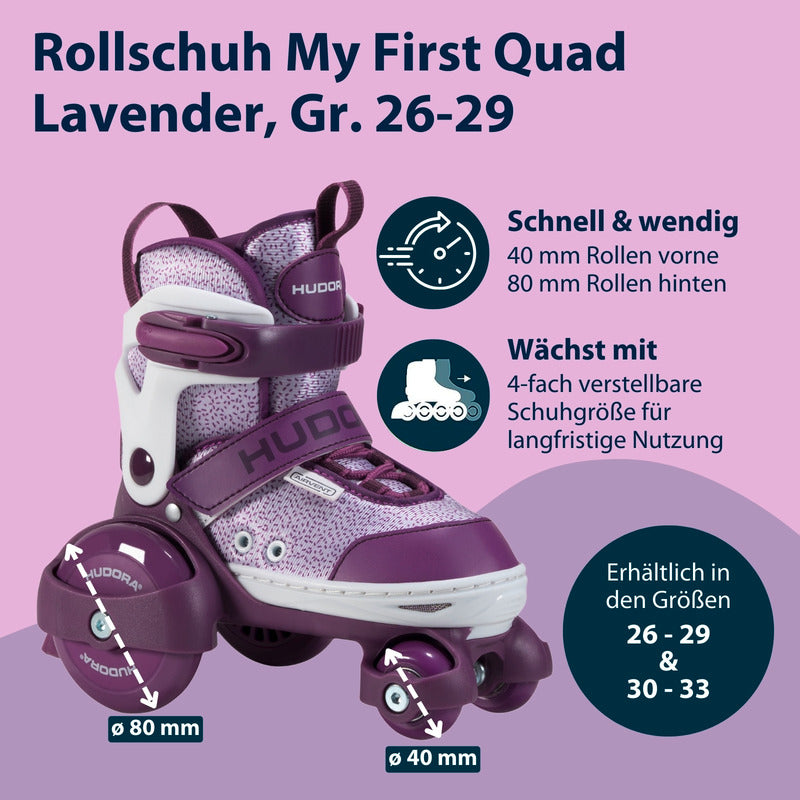 HUDORA Rollschuh My First Quad lila Gr. 26-29 für Kinder ab 3 Jahren - 4005998220627