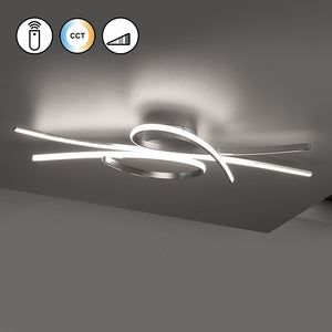 B-Ware Fischer & Honsel Deckenleuchte Lampe LED BIBA Fernbedienung Nickel Metall 100 cm