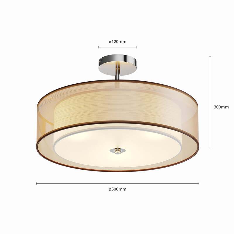 Lindby Deckenleuchte Pikka LED Lampe Leuchte dimmbar braun Ø50cm chrom 80W - 6291106558562