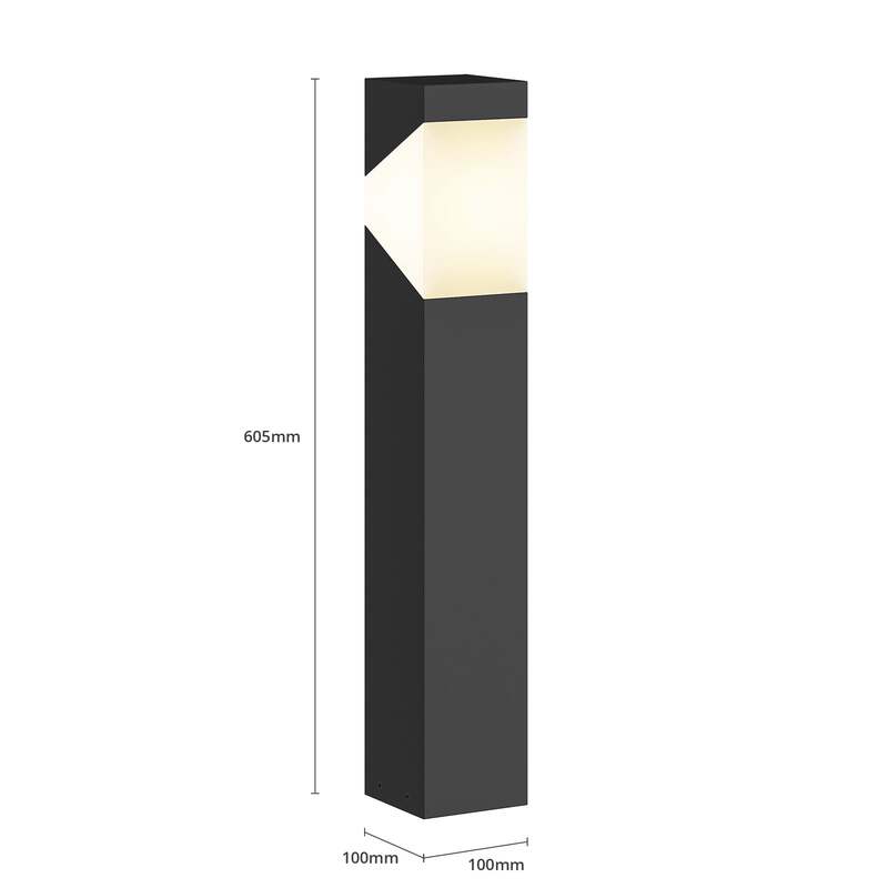 Lucande Sockelleuchte Kiran Gartenleuchte LED dimmbar IP44 grau 60cm Metall - 6291105706209