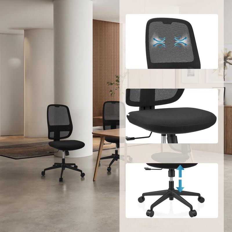 hjh OFFICE Minoro B Bürostuhl Netzstoff Schwarz ergonomisch modern 44 cm Sitz... - 4064323108795