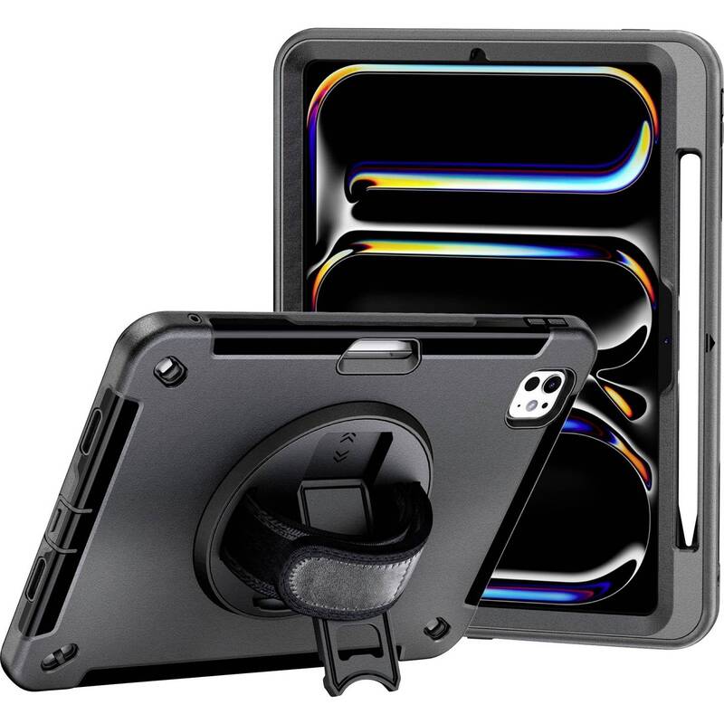 JT Berlin Tablet Cover Hülle Apple iPad Pro 11 2024 Schwarz Ständer Handschlaufe - 4260744253414