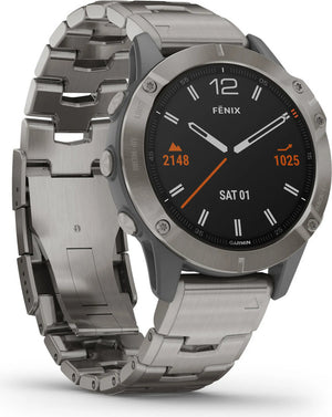 B-Ware Garmin Sportuhr GPS Uhr Smartwatch Uhr fenix 6 Sapphire Titan 47mm Grau Onesize