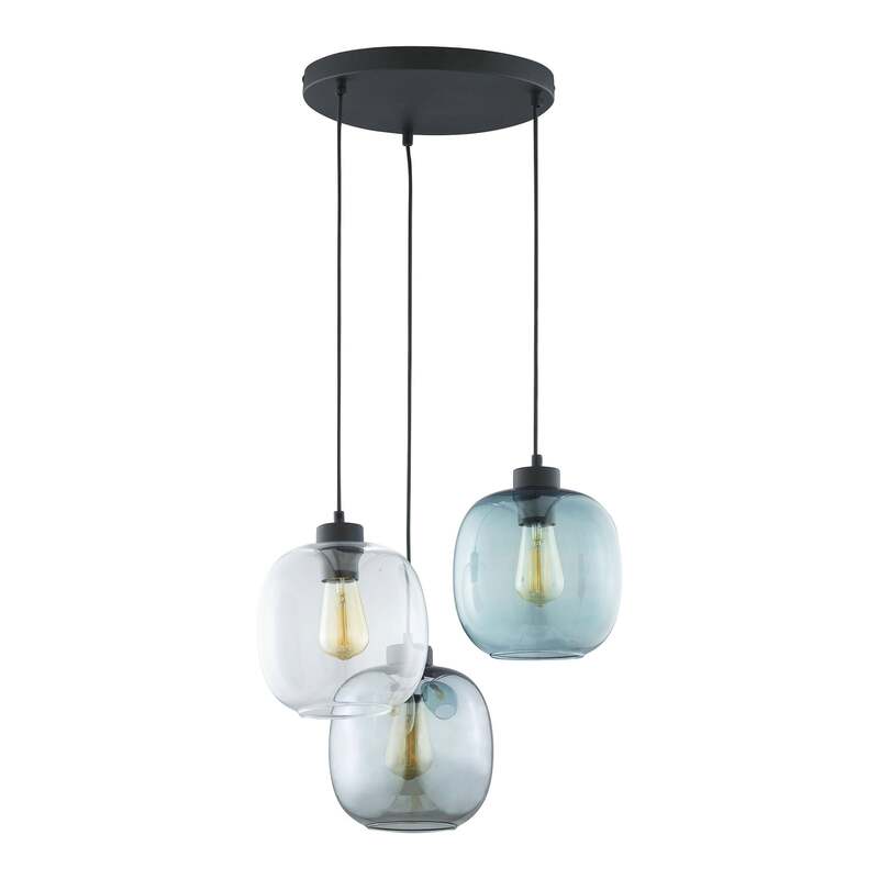 Euluna Hängeleuchte Elio Hängeleuchte Lampe Leuchte E27 dreiflammig blau klar - 5901780531843