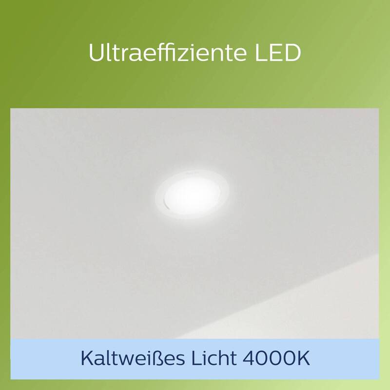 Philips Einbauleuchte LED Downlight 2W neutralweiß 310 Lumen Ø80mm Metall weiß - 8720169308107