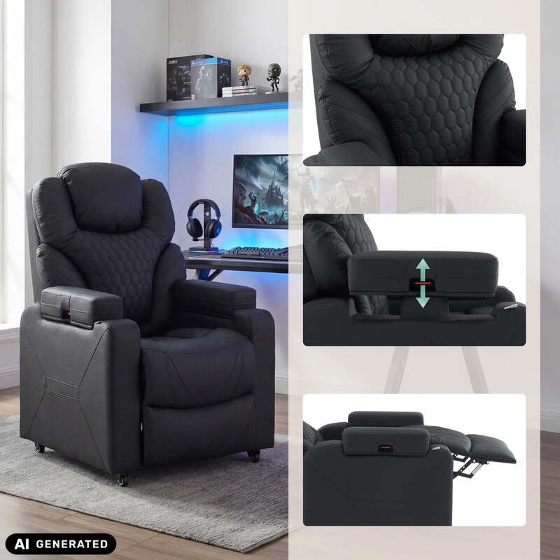 hjh OFFICE Loungesessel Sessel Game Sport RX Kunstleder Armlehnen Schwarz - 4064323130055