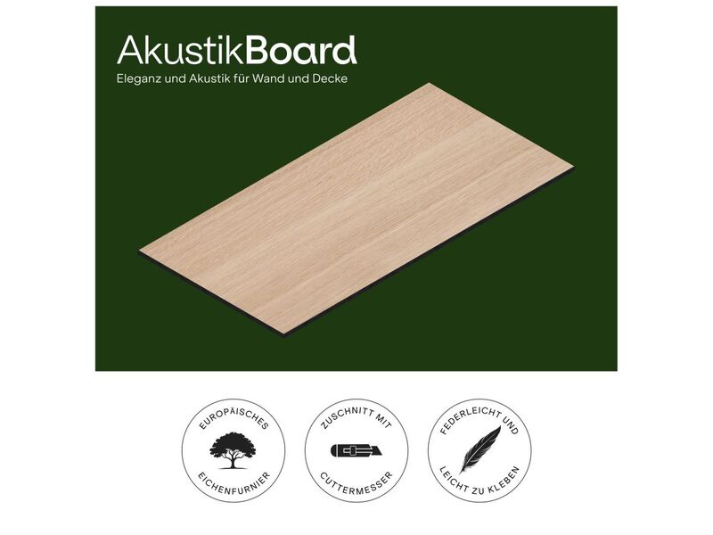 Amadeo Wandpaneel AkustikBoard Eiche Natur 3 Stück Schallabsorber 80x40cm - 9180007771156