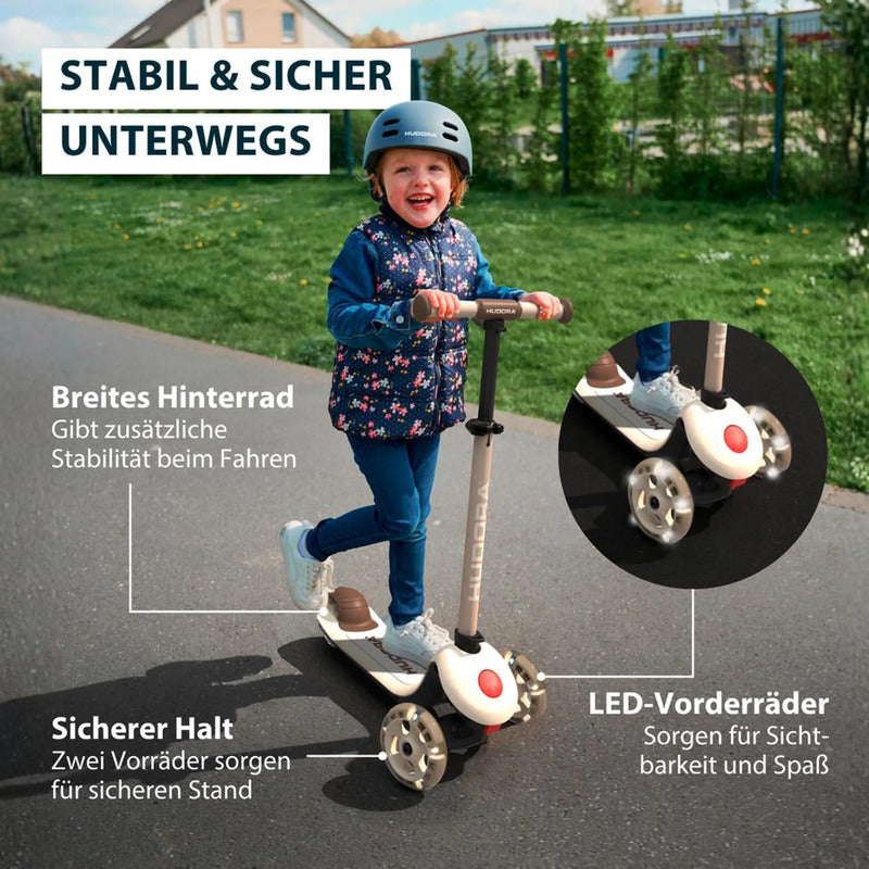 HUDORA Kinderroller Tri-Scooter beige Sportroller für Kinder mit stabilem Design - 4005998110683