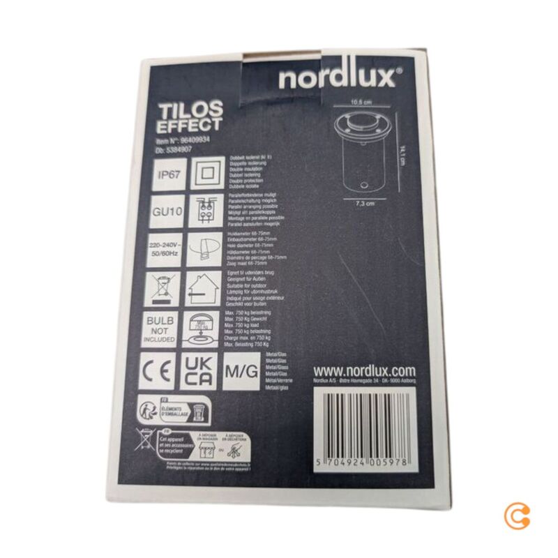 Nordlux Wegeleuchte Gartenleuchte Tilos 1-Kit LED Edelstahl IP67 145mm Höhe - 5704924005978