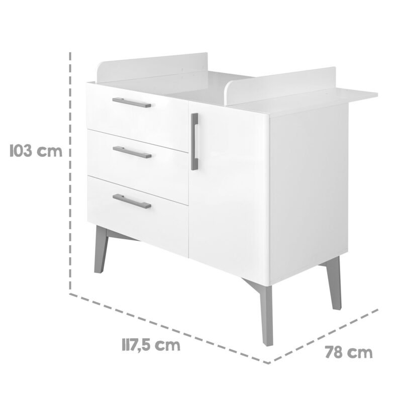 roba Wickelkommode Kommode Mika weiß 3 Schubladen Tür Babyzimmer 103x117,5x78735 - 4005317327464